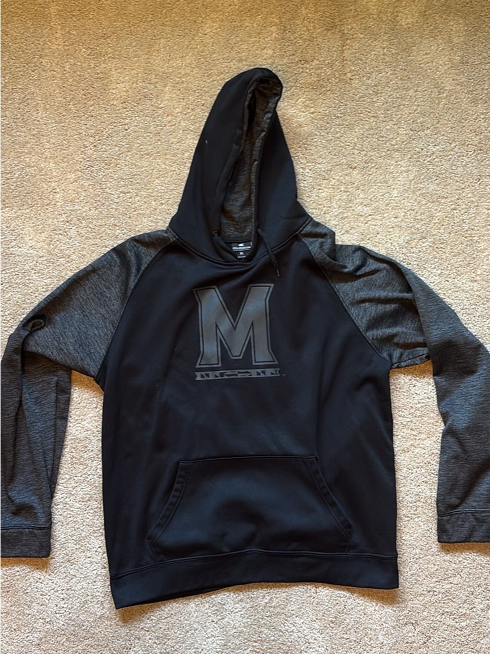 Men's Black Maryland Terps Hooded Pullover with 'M' Logo size XL